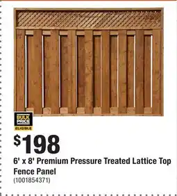 Home Depot 6' x 8' Premium Pressure Treated Lattice Top Fence Panel offer