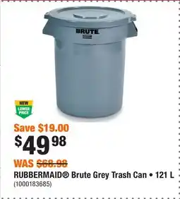 Home Depot RUBBERMAID Brute Grey Trash Can • offer