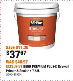Home Depot EXCLUSIVE BEHR PREMIUM PLUS Drywall Primer & Sealer • offer