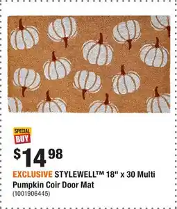 Home Depot EXCLUSIVE STYLEWELL 18 x 30 Multi Pumpkin Coir Door Mat offer