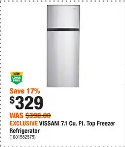 Home Depot EXCLUSIVE VISSANI 7.1 Cu. Ft. Top Freezer Refrigerator offer