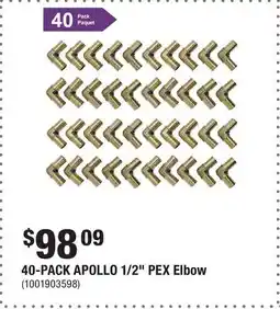Home Depot 40-PACK APOLLO 1/2 PEX Elbow offer