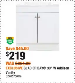 Home Depot EXCLUSIVE GLACIER BAY 30 W Addison Vanity offer