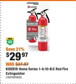 Home Depot KIDDE Home Series 1-A:10-B:C Red Fire Extinguisher offer