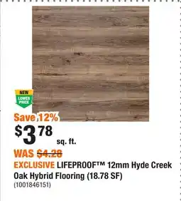 Home Depot EXCLUSIVE LIFEPROOF 12mm Hyde Creek Oak Hybrid Flooring (18.78 SF) offer