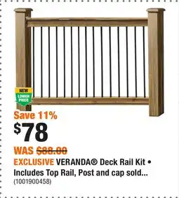 Home Depot EXCLUSIVE VERANDA Deck Rail Kit • Includes Top Rail, Post and cap sold separately offer