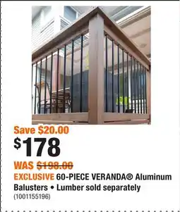 Home Depot EXCLUSIVE 60-PIECE VERANDA Aluminum Balusters • Lumber sold separately offer