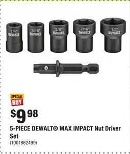 Home Depot 5-PIECE DEWALT MAX IMPACT Nut Driver Set offer