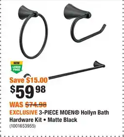Home Depot EXCLUSIVE 3-PIECE MOEN Hollyn Bath Hardware Kit • Matte Black offer