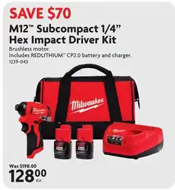 Home Hardware M12 Subcompact 1/4 Hex Impact Driver Kit offer