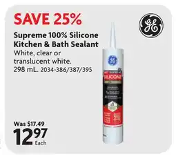 Home Hardware Supreme 100% Silicone Kitchen & Bath Sealant offer