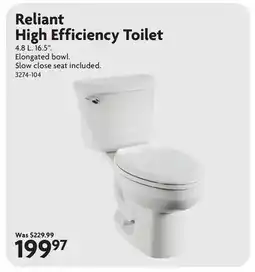Home Hardware Reliant High Efficiency Toilet offer