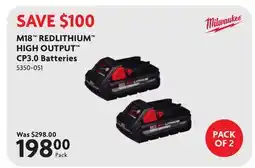 Home Hardware M18 REDLITHIUM HIGH OUTPUT CP3.0 Batteries offer