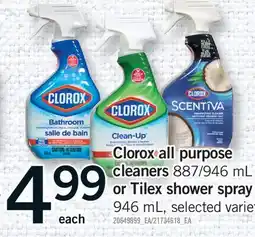 Fortinos CLOROX ALL PURPOSE CLEANERS, 887/946 ML OR TILEX SHOWER SPRAY offer