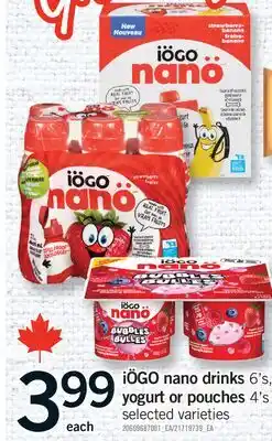 Fortinos IOGO NANO DRINKS, 6'S, YOGURT OR POUCHES, 4'S offer