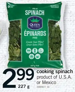 Fortinos COOKING SPINACH offer