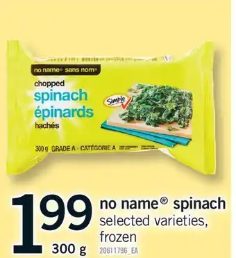 Fortinos NO NAME SPINACH offer