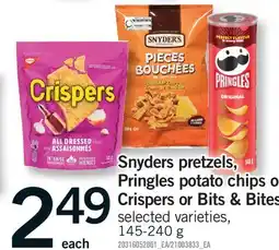 Fortinos SNYDERS PRETZELS, PRINGLES POTATO CHIPS OR CRISPERS OR BITS & BITES offer