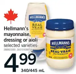 Fortinos HELLMANN'S MAYONNAISE, DRESSING OR AIOLI, 340/445 ML offer