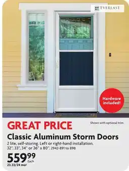 Home Hardware Classic Aluminum Storm Doors offer