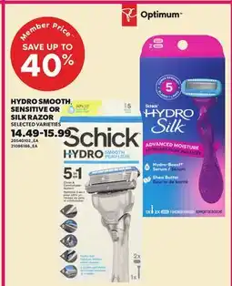 Loblaws SCHICK HYDRO SMOOTH SENSITIVE OR SILK RAZOR offer