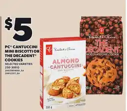 Loblaws PC CANTUCCINI MINI BISCOTTI OR THE DECADENT COOKIES offer
