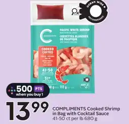 Sobeys COMPLIMENTS Cooked Shrimp in Bag with Cocktail Sauce - Big Earn offer