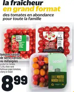 Metro tomates raisins de serre, cerises ou mélangées offer