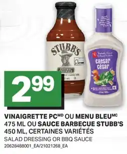 L'Intermarché VINAIGRETTE OU MENU BLEUMC 475 ML OU SAUCE BARBECUE 450 ML | SALAD DRESSING OR BBQ SAUCE offer