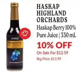 Goodness Me Haskap Highland Orchards Haskap Berry 100% Pure Juice offer