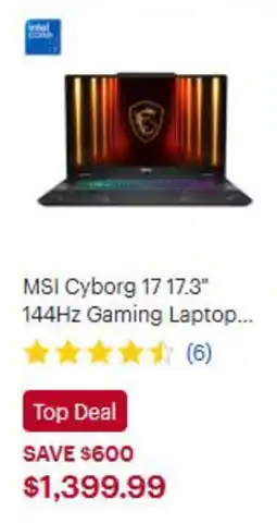 Best Buy msi cyborg 17 17.3" 144hz gaming laptop offer