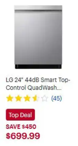 Best Buy LG 24" 44dB Smart Top-Control QuadWash offer