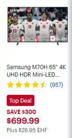 Best Buy Samsung M70H 65" 4K UHD HDR Mini-LED offer