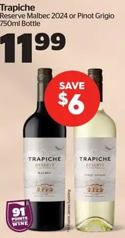 Calgary Co-op Trapiche Reserve Malbec 2024 or Pinot Grigio offer