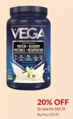 Goodness Me Vega performance protein + recovery creamy vanilla offer
