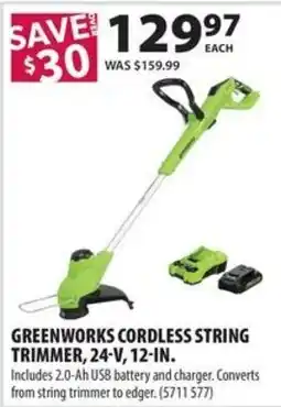 Co-op Greenworks cordless string trimmer offer
