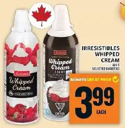Food Basics Irresistibles Whipped Cream offer