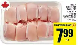 Food Basics Fresh boneless skinless chicken thighs family pack offer