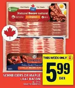 Food Basics Schneiders or maple leaf bacon offer