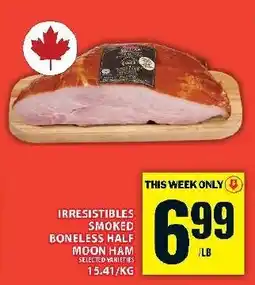 Food Basics Irresistibles smoked boneless half moon ham offer