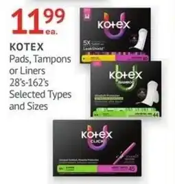 Guardian Pharmacy Kotex Pads, Tampons or Liners offer
