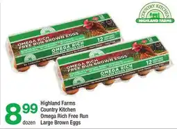 Highland Farms Highland Farms Country Kitchen Omega Rich Free Run Large Brown Eggs offer