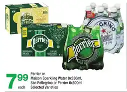 Highland Farms Perrier or Maison Sparkling Water 8x330ml, San Pellegrino or Perrier 6x500ml offer