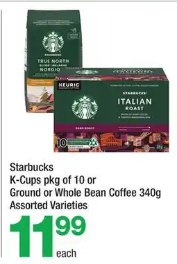 Highland Farms Starbucks K-Cups pkg of 10 or Ground or Whole Bean Coffee offer