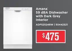 Leon's Amana White Dishwasher with Quick Wash Cycle - ADFS2524RW offer