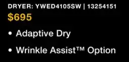 Leon's Whirlpool White Electric Dryer (7.0 Cu. Ft.) with Adaptive Dry - YWED4105SW offer