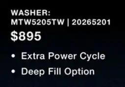 Leon's Maytag White Top Load Agitator Washer (5.4 Cu. Ft. IEC) with Extra Power Cycle - MTW5205TW offer