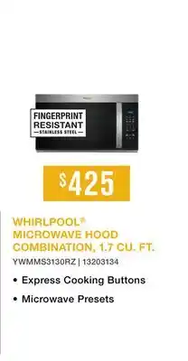 Leon's Whirlpool Fingerprint Resistant Stainless Steel Over-The-Range Microwave (1.7 Cu.Ft.) - YWMMS3130RZ offer