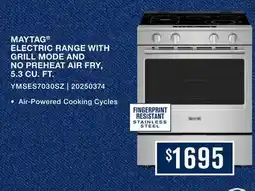 Leon's Maytag Fingerprint Resistant Stainless Steel Slide-In Electric Range (5.3 cu.ft.) - YMSES7030SZ offer