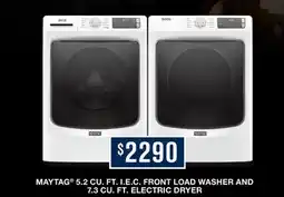 Leon's Maytag 5.2 Cu. Ft. I.E.C. Front Load Washer and 7.3 Cu. Ft. Electric Dryer offer
